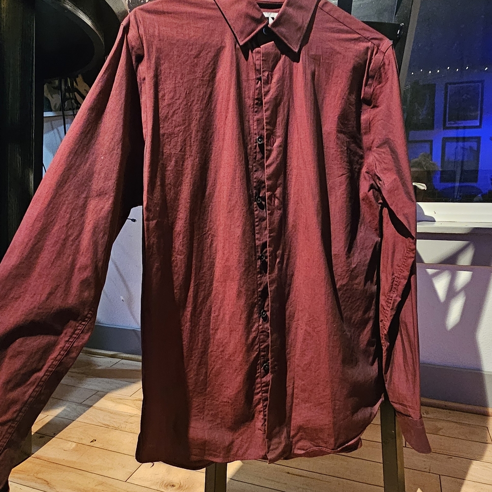 Express Men's Deep Red Dress Shirt